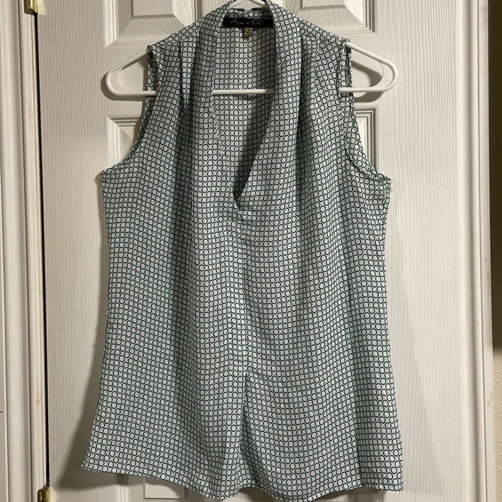 Rose & Olive Sleeveless Aqua Polka Dot Top